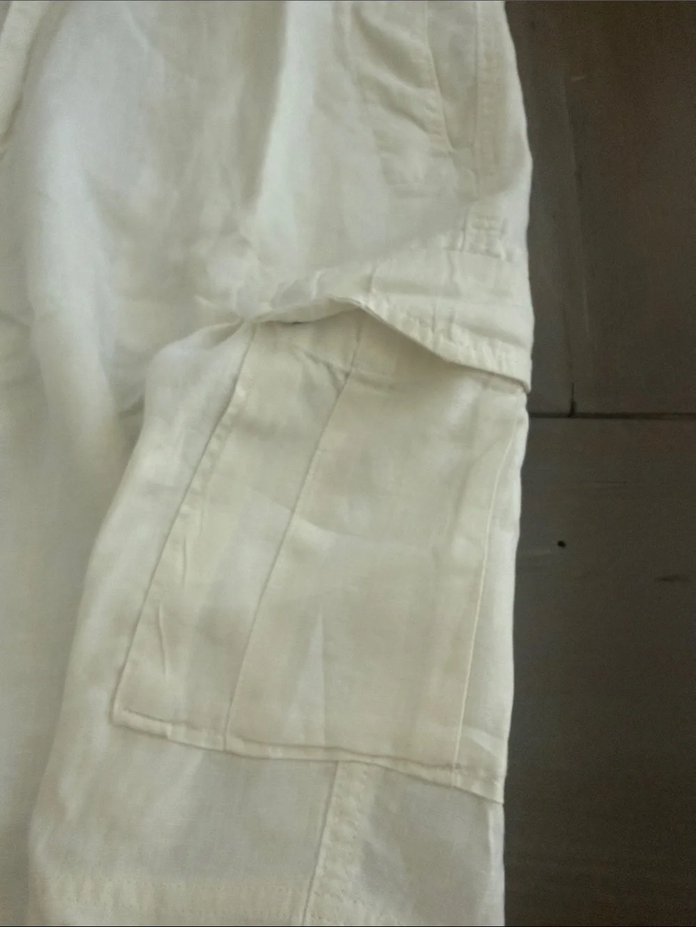 Hugo Boss White Linen Cargo Shorts with Drawstring